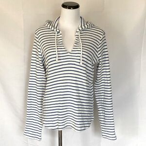 Splendid Meridian white with blue stripe loose knit hoodie Size Medium